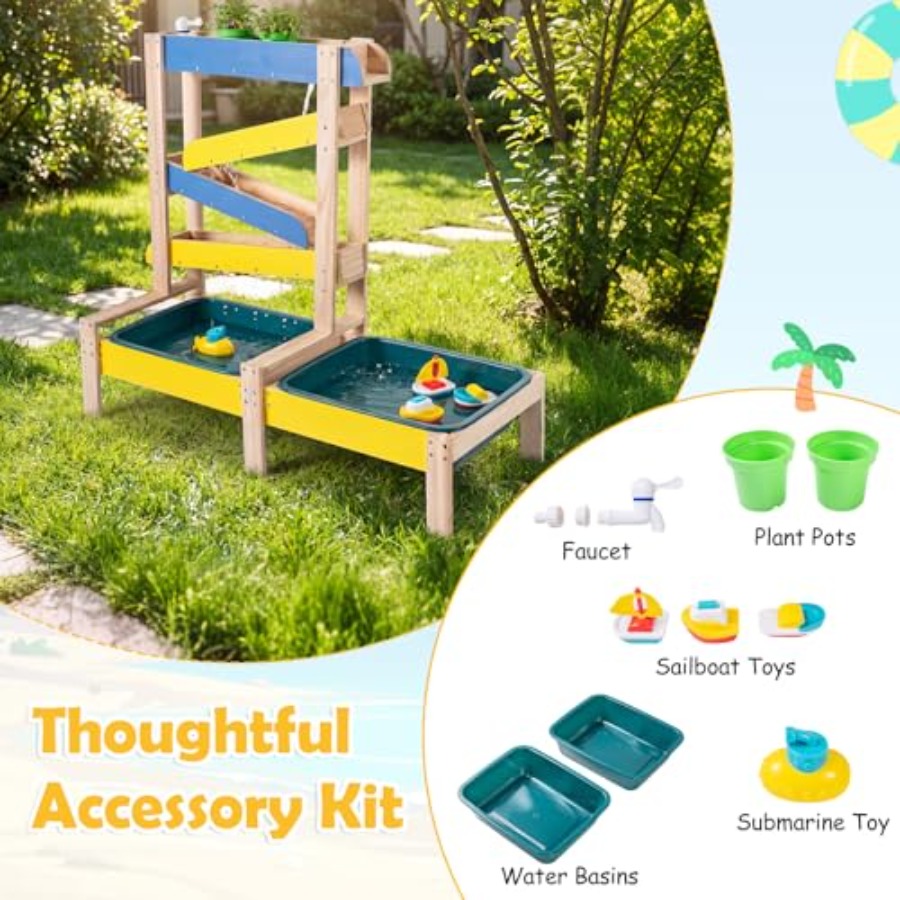 3歳以上向け屋外キッズアクティビティプレイセット：木製砂場と - Kids Outdoor Water Table のレビューと価格