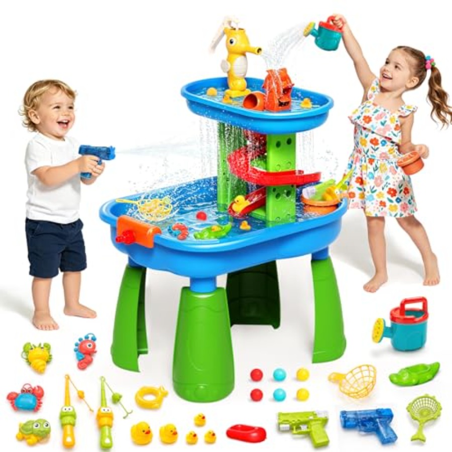 3歳から8歳向けの屋外ウォーターテーブル、STEM 28個入 - Kids Outdoor Water Table のレビューと価格
