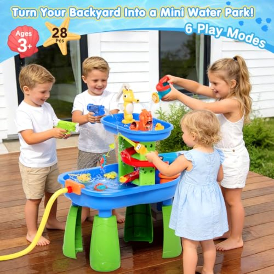 3歳から8歳向けの屋外ウォーターテーブル、STEM 28個入 - Kids Outdoor Water Table のレビューと価格