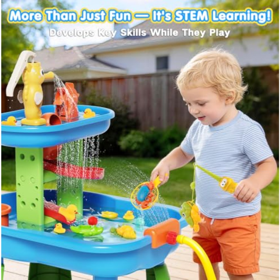 3歳から8歳向けの屋外ウォーターテーブル、STEM 28個入 - Kids Outdoor Water Table のレビューと価格