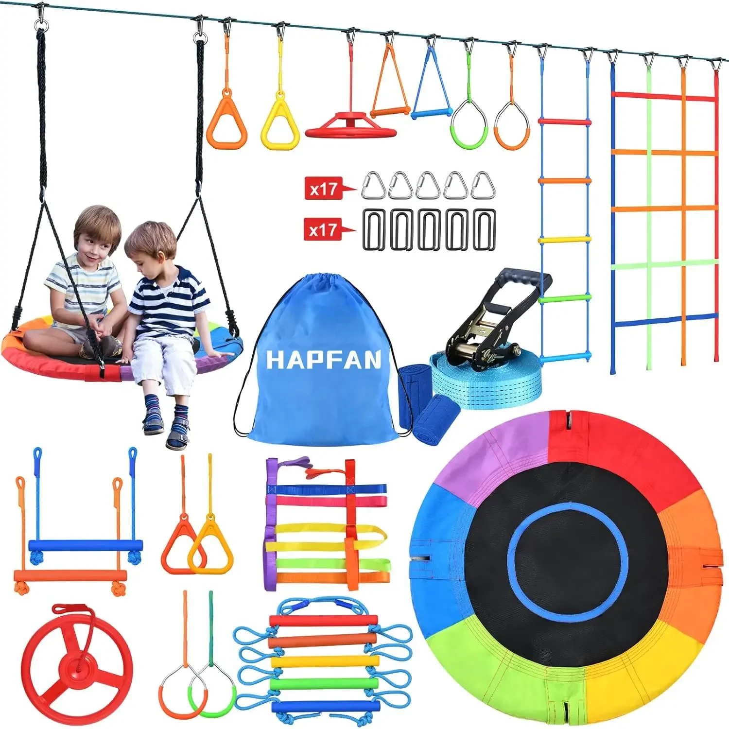 アクティビティ価格：ハップファン 50フィート ニンジャウォ - Kids Outdoor Ninja Course のレビューと価格