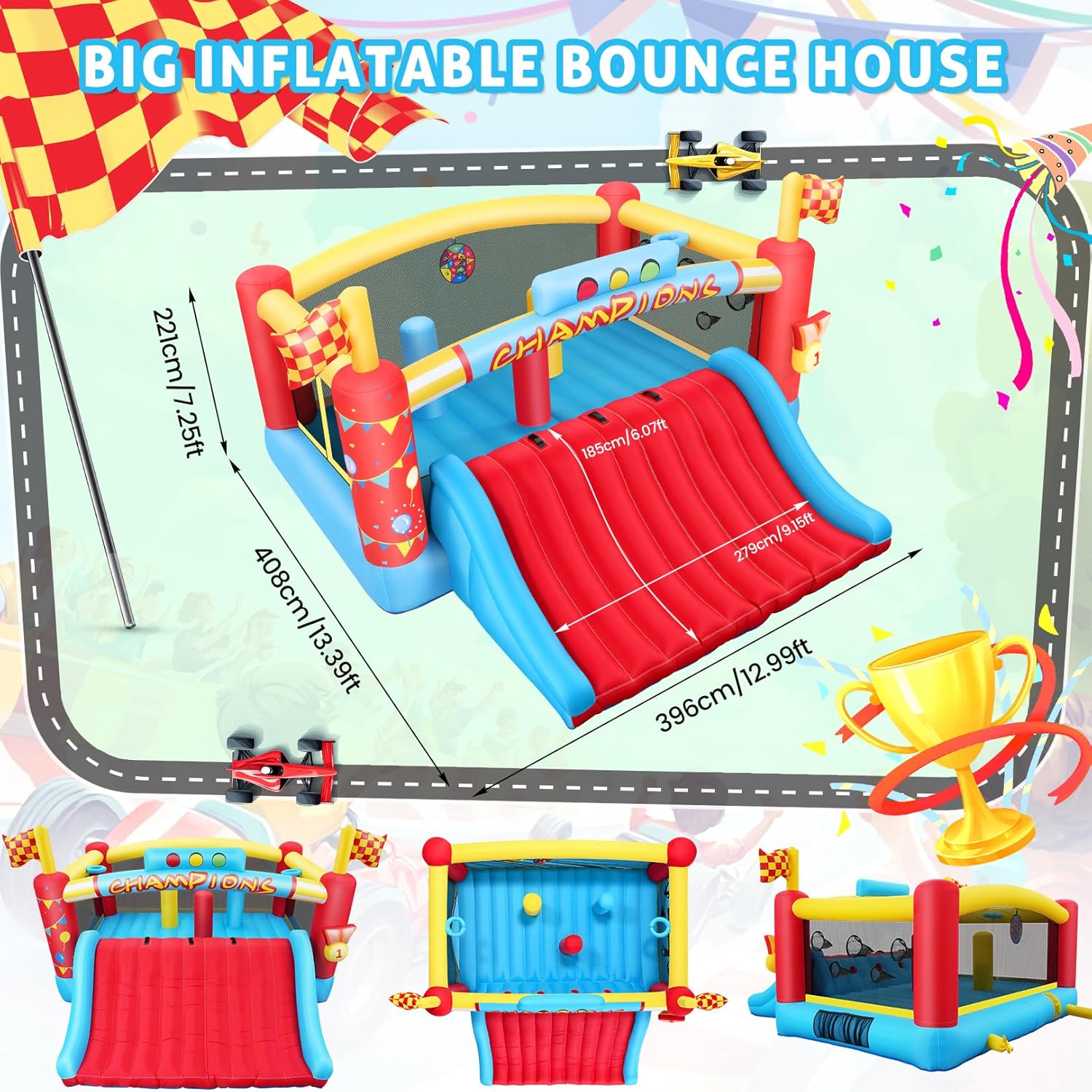 大きな子供向けインフレータブルバウンスハウス、13フィート屋 - Kids Outdoor House のレビューと価格