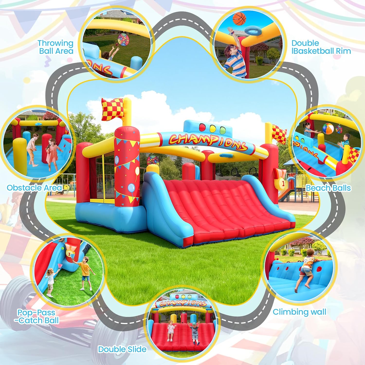大きな子供向けインフレータブルバウンスハウス、13フィート屋 - Kids Outdoor House のレビューと価格