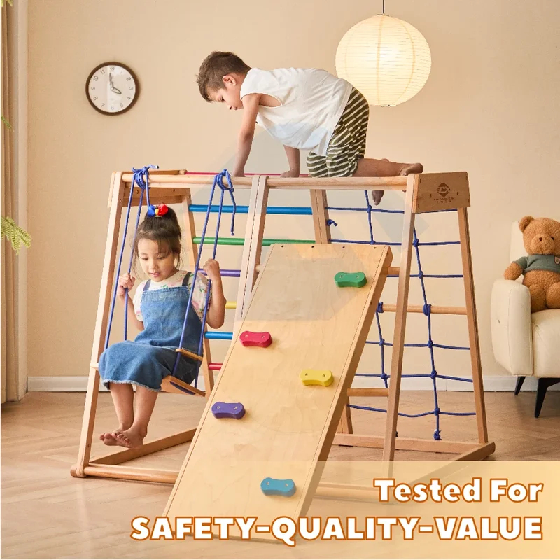 木製クライミングフレーム屋内遊具 室内キッズアクティビティ  - Kids Outdoor Wooden Climbing Frame のレビューと価格