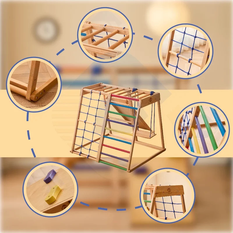 木製クライミングフレーム屋内遊具 室内キッズアクティビティ  - Kids Outdoor Wooden Climbing Frame のレビューと価格