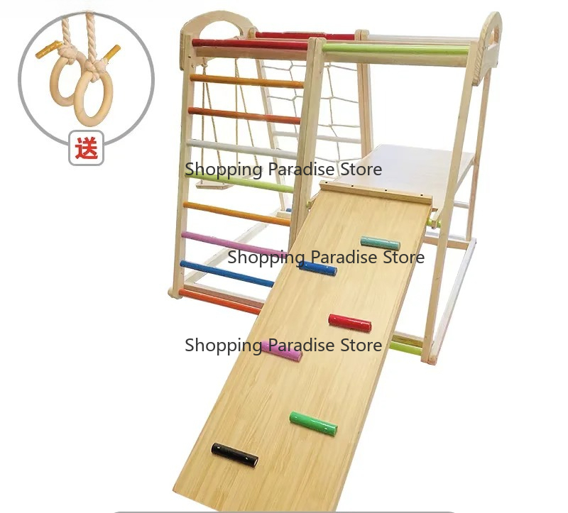 子供用木製レインボークライミングフレーム、屋内遊び場アクティ - Kids Outdoor Wooden Climbing Frame のレビューと価格