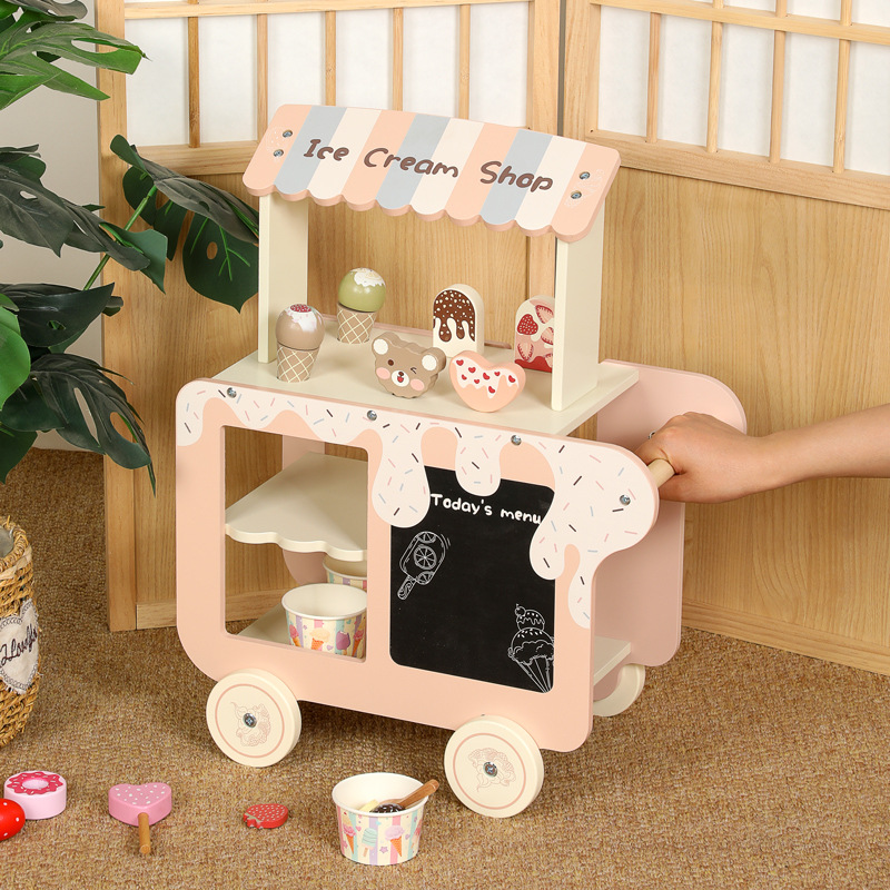 子供のおもちゃ木製アイスクリームカートミニチュア食品ベビーア - Kids Outdoor Chalkboard のレビューと価格